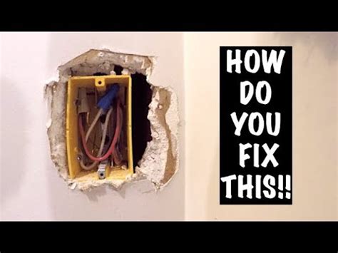 how to repair drywall aftee moving a junction box|drywall patch over electrical box.